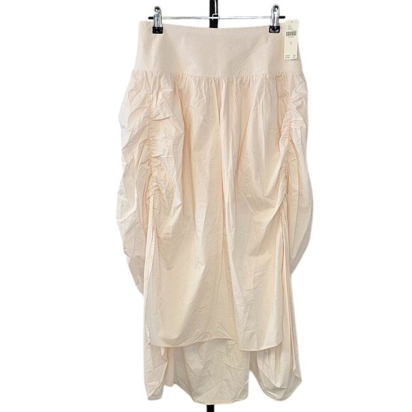 Anthropologie Draped Poplin Midi Skirt - Light Pink, Ruched, Size M, NWT - Picture 2 of 8